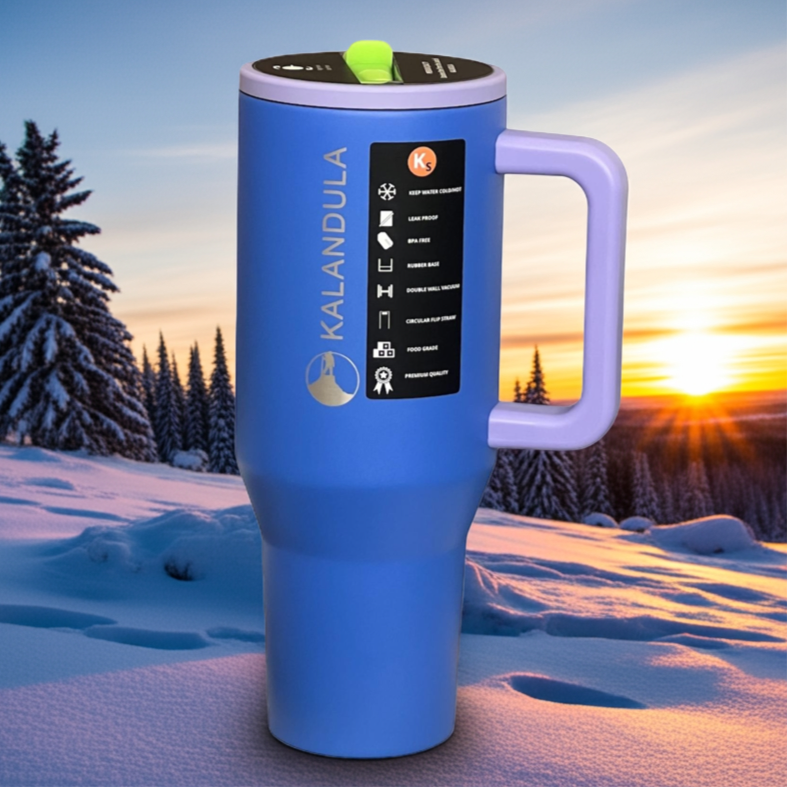 Kalandula Steel Flip Straw Tumbler 1.2L Leakproof Cup Hot and Cold Drinks