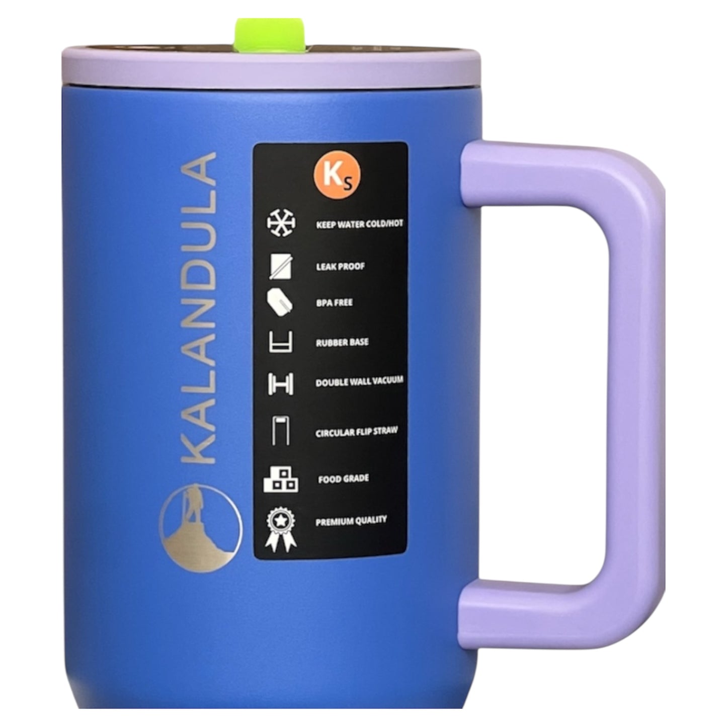Gobelet à paille rabattable en acier Kalandula 1,2 L, tasse anti-fuite pour boissons chaudes et froides