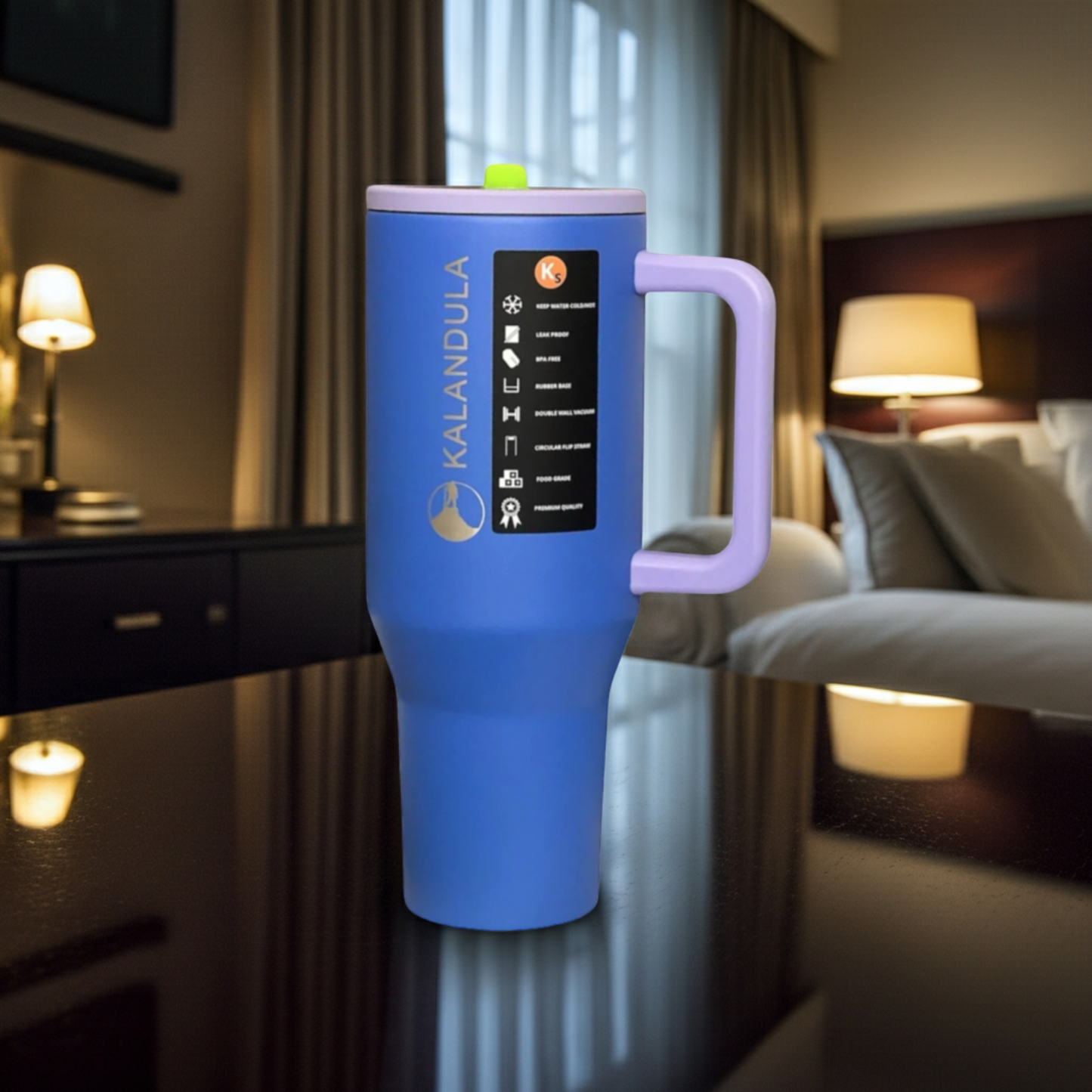 Gobelet à paille rabattable en acier Kalandula 1,2 L, tasse anti-fuite pour boissons chaudes et froides