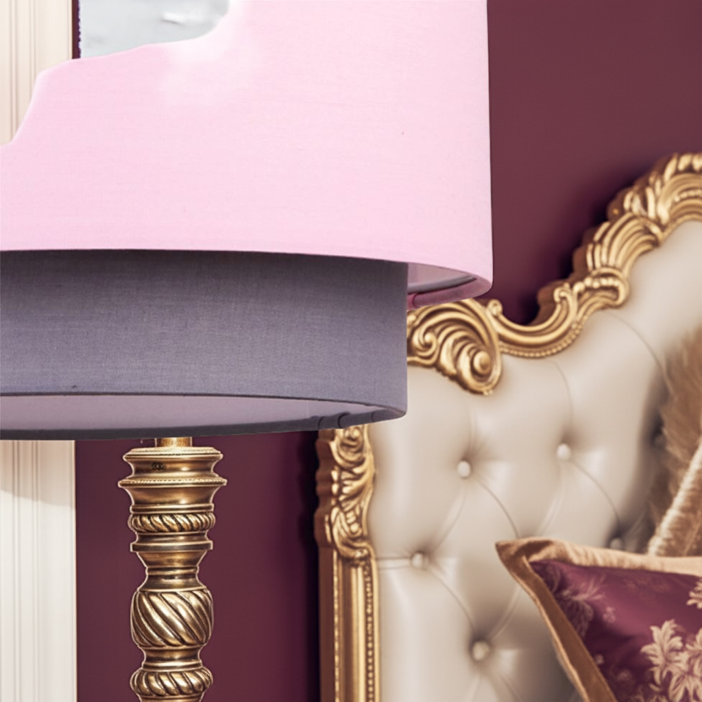 KAlandula Steel Pink Grey 2 Tier Lamp Shade