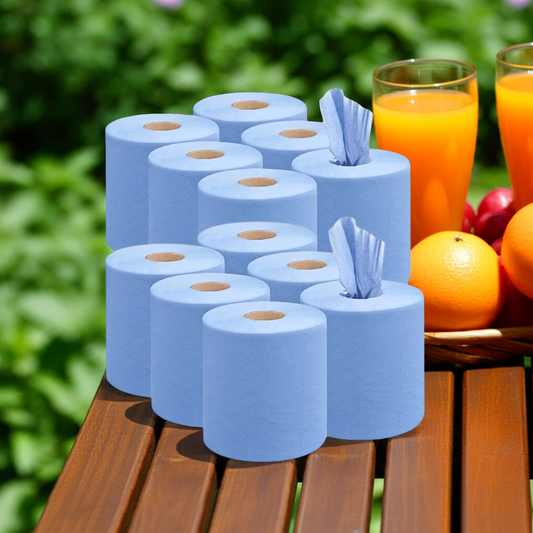 Kalandula Steel 12 pk Strong Absorbent Blue Centrefeed Kitchen Rolls