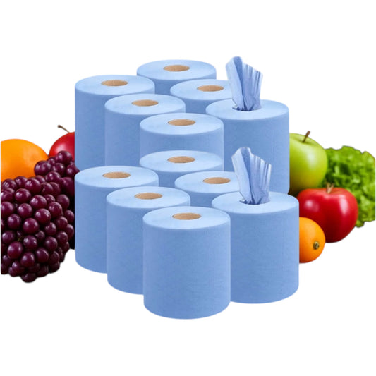 Kalandula Steel 12 pk Strong Absorbent Blue Centrefeed Kitchen Rolls