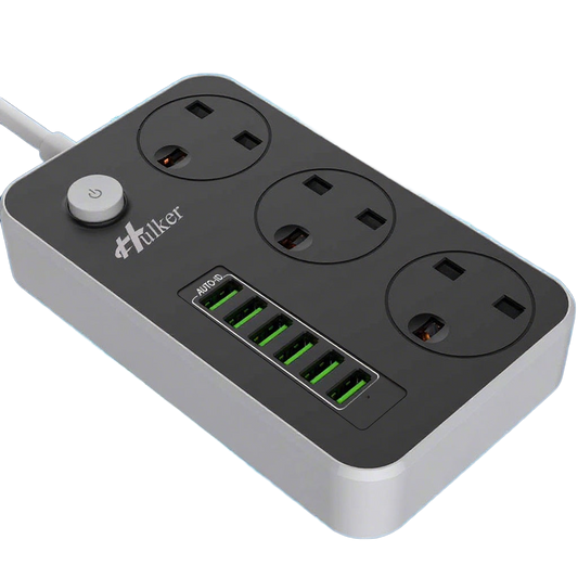 Kalandula Steel UK Power Strip with 6 USB Ports Fast Charging