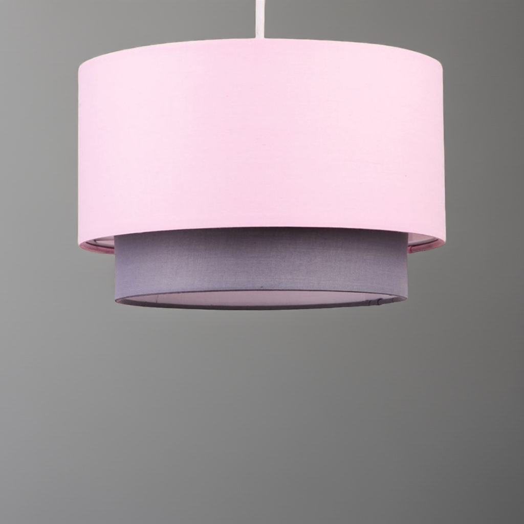 KAlandula Steel Pink Grey 2 Tier Lamp Shade