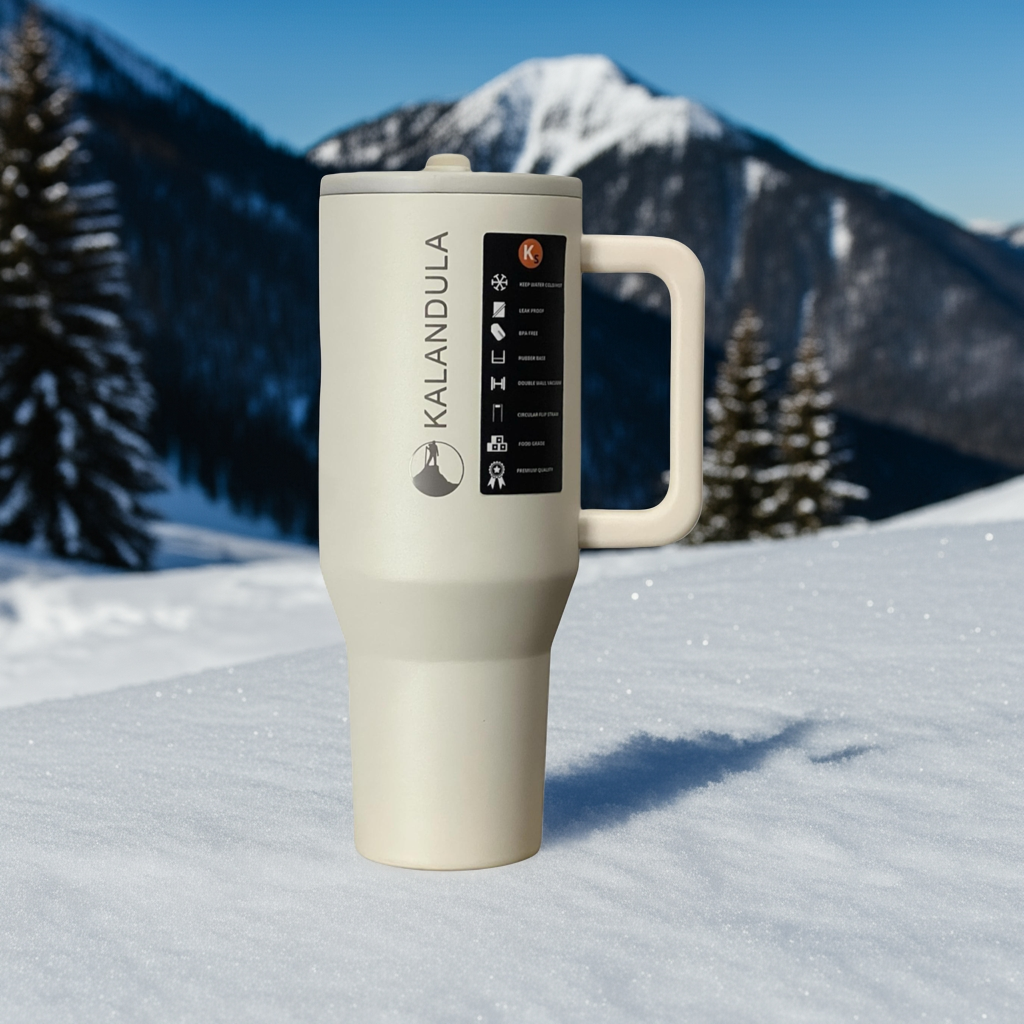 Gobelet à paille rabattable en acier Kalandula 1,2 L, tasse anti-fuite pour boissons chaudes et froides