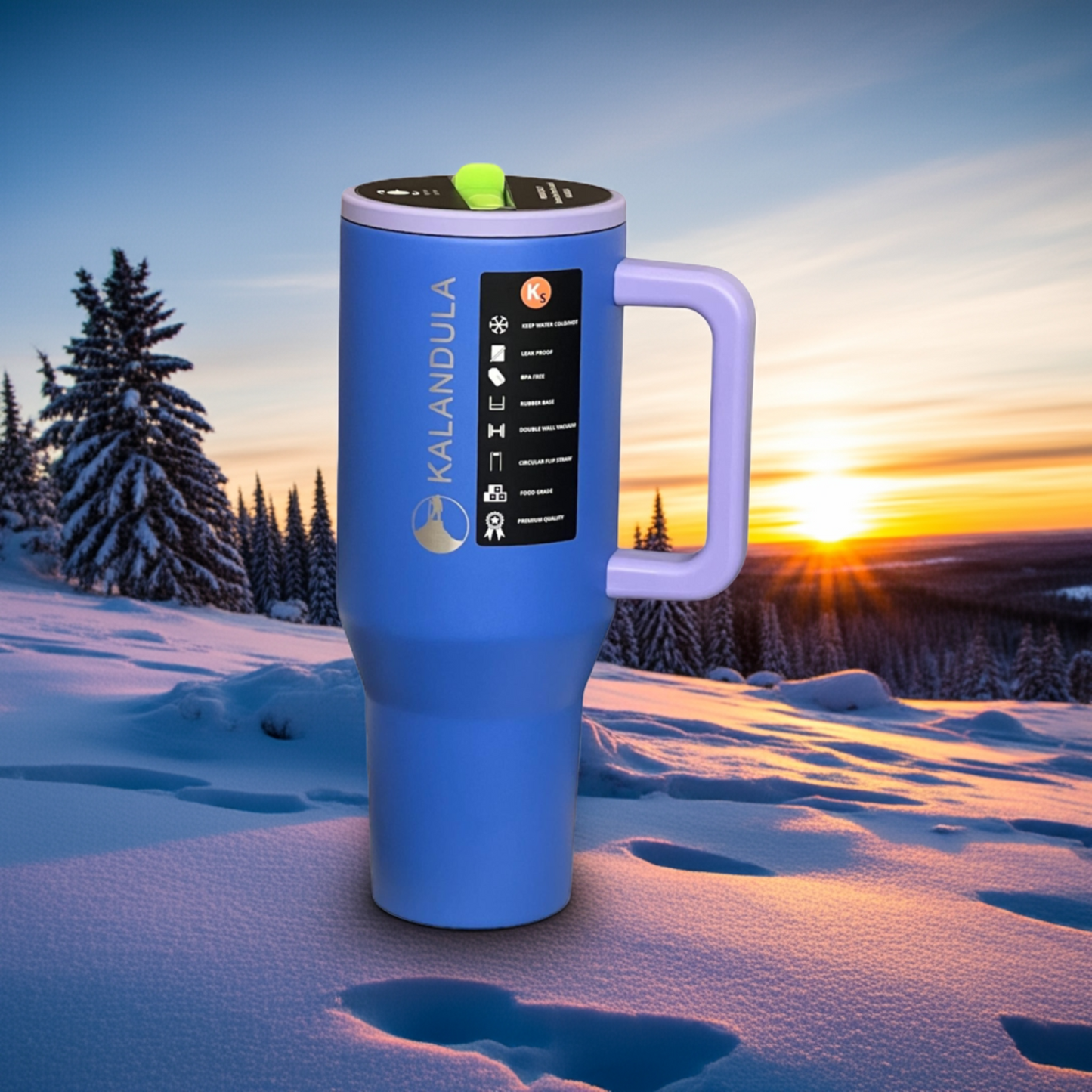 Gobelet à paille rabattable en acier Kalandula 1,2 L, tasse anti-fuite pour boissons chaudes et froides