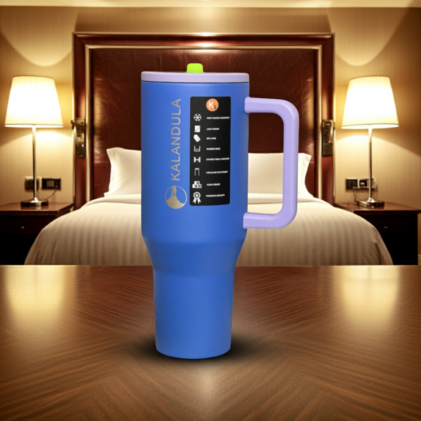 Gobelet à paille rabattable en acier Kalandula 1,2 L, tasse anti-fuite pour boissons chaudes et froides