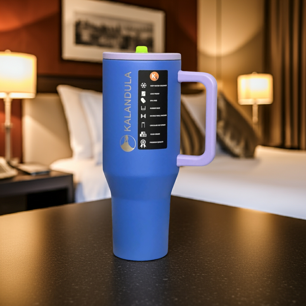 Gobelet à paille rabattable en acier Kalandula 1,2 L, tasse anti-fuite pour boissons chaudes et froides