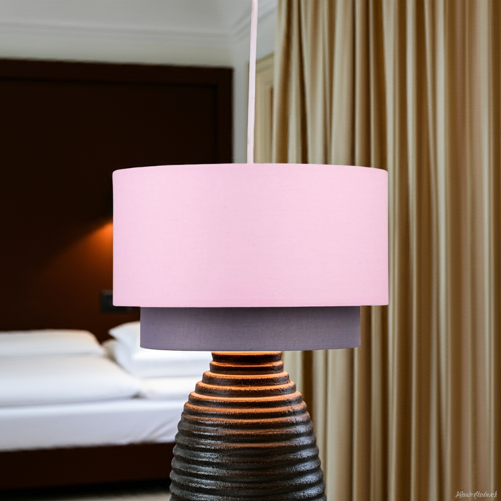 KAlandula Steel Pink Grey 2 Tier Lamp Shade