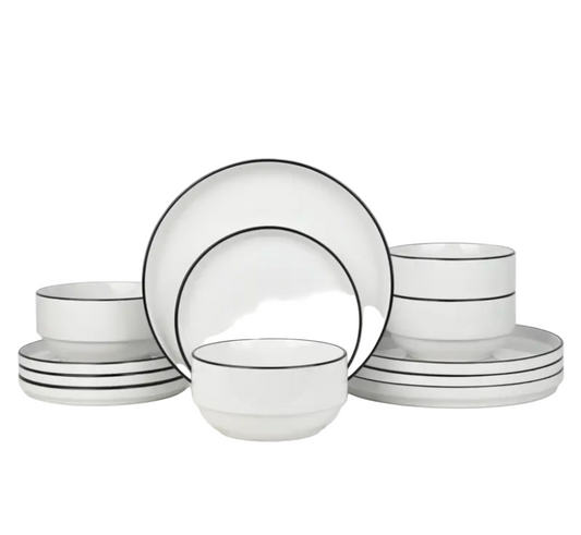 kalandula steel 12pc White Porcelain Stackable Dinner