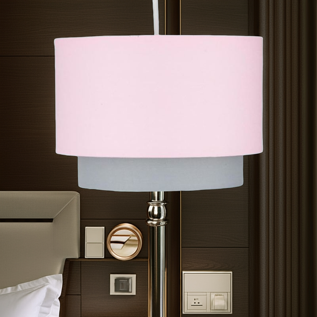 KAlandula Steel Pink Grey 2 Tier Lamp Shade