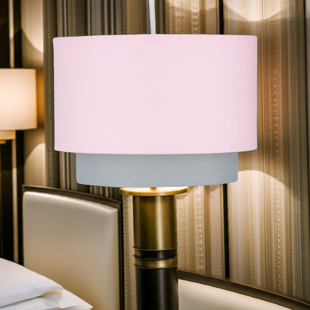 KAlandula Steel Pink Grey 2 Tier Lamp Shade