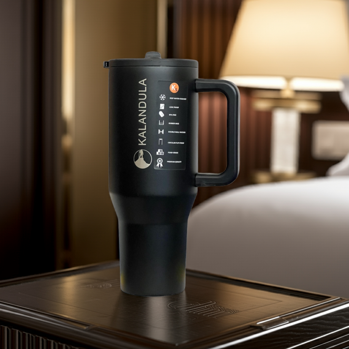 Gobelet à paille rabattable en acier Kalandula 1,2 L, tasse anti-fuite pour boissons chaudes et froides