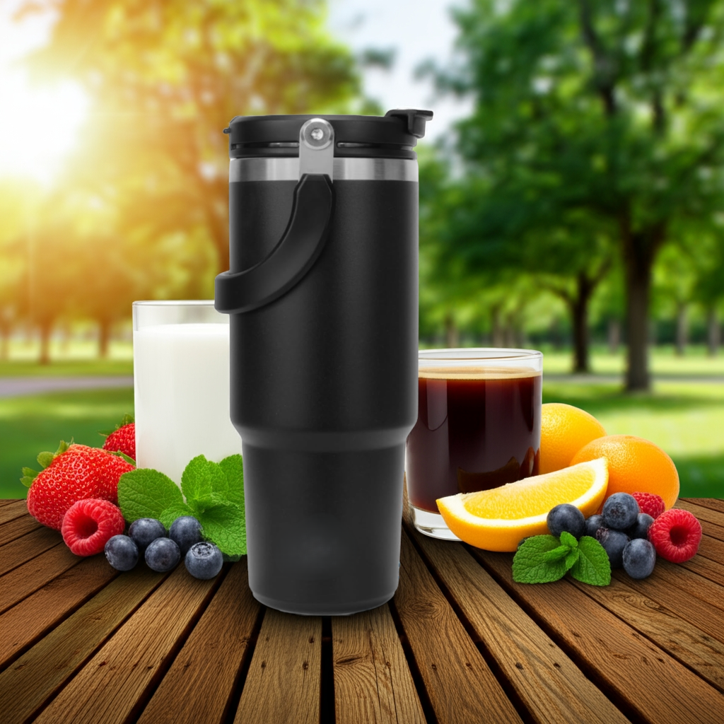 1k Kalandula Steel Flip Straw Tumbler 900ML Leakproof Cup Hot Cold Drinks