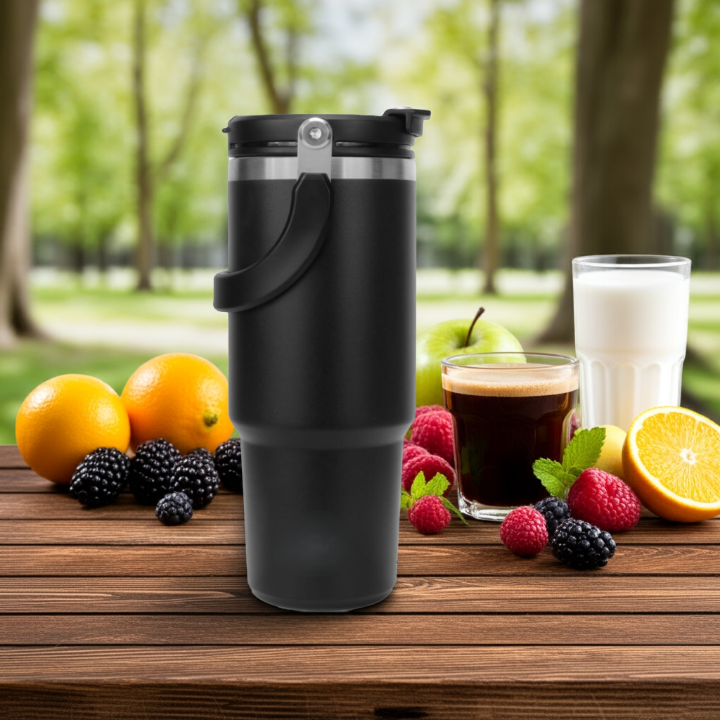 1k Kalandula Steel Flip Straw Tumbler 900ML Leakproof Cup Hot Cold Drinks