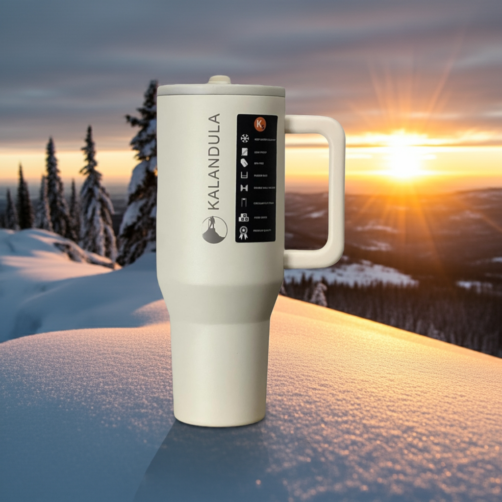 Gobelet à paille rabattable en acier Kalandula 1,2 L, tasse anti-fuite pour boissons chaudes et froides