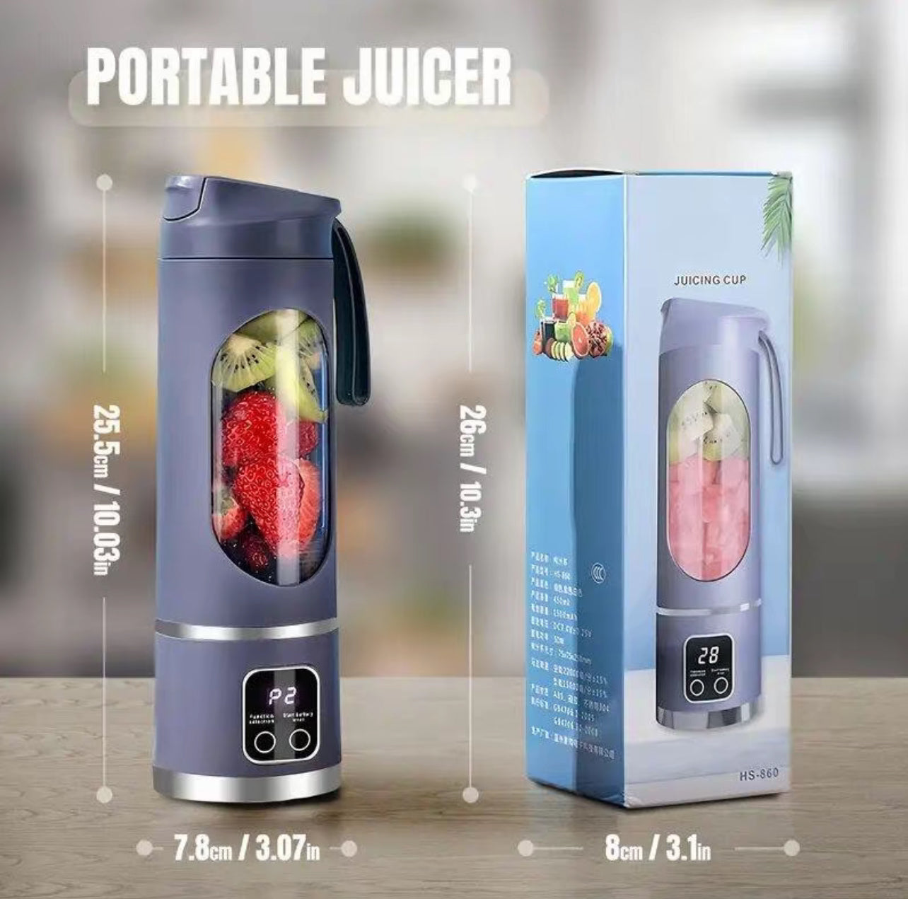 Kalandula Stee l JuiceMaker Powerful Cordless Mini Blender 450ml
