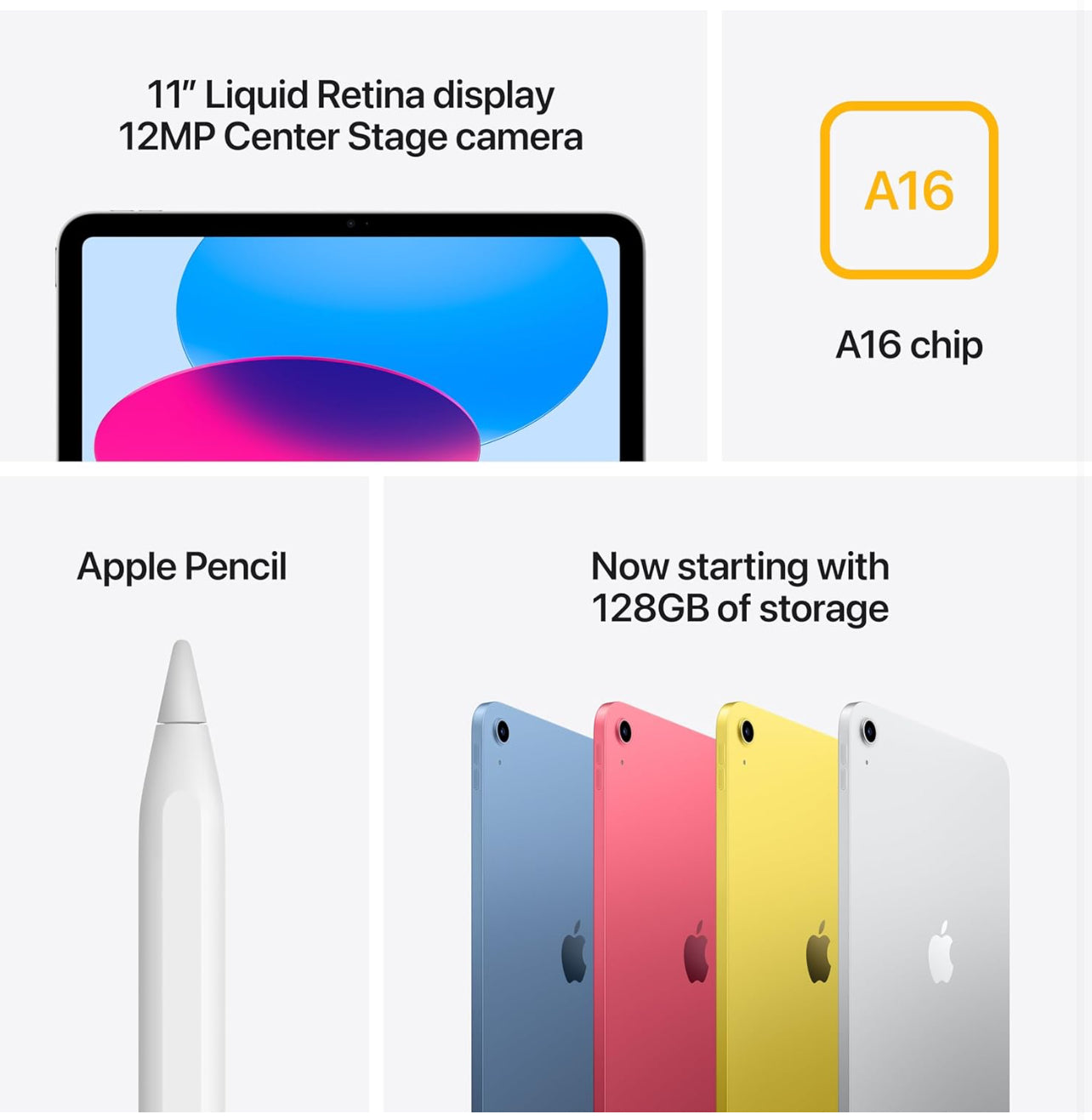 Apple iPad 11-A16 chip, 11-inch Display 128GB Battery Life
