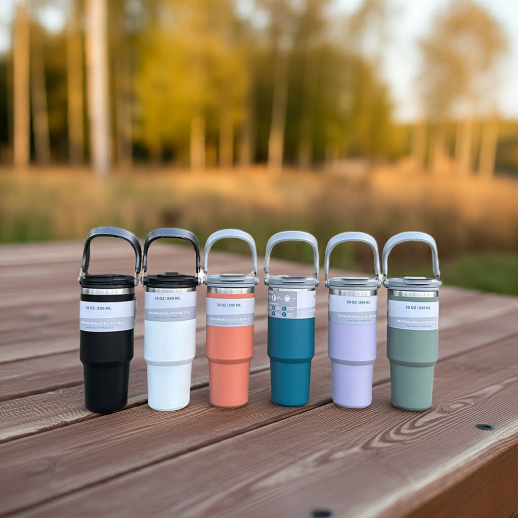 1k Kalandula Steel Flip Straw Tumbler 900ML Leakproof Cup Hot Cold Drinks