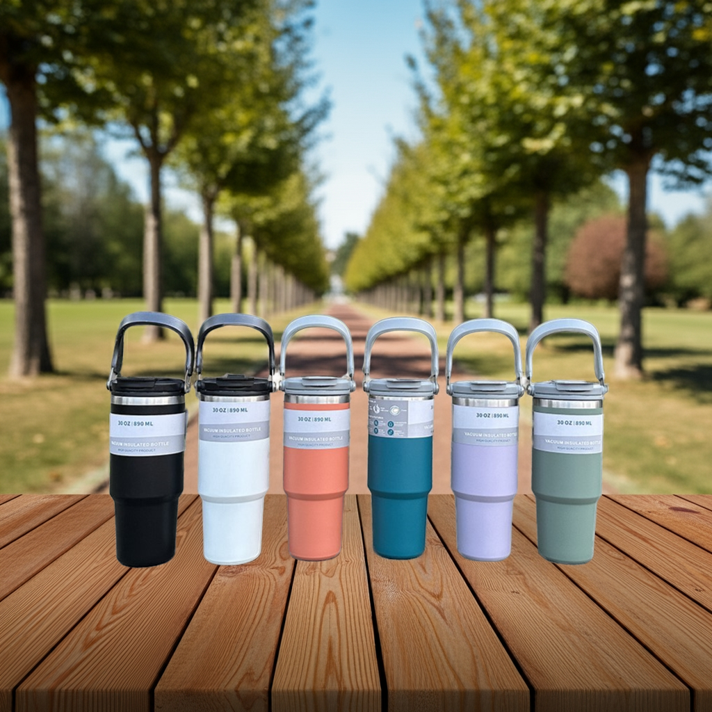 1k Kalandula Steel Flip Straw Tumbler 900ML Leakproof Cup Hot Cold Drinks