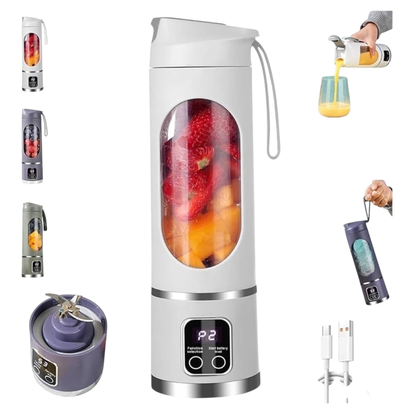 Kalandula Stee l JuiceMaker Powerful Cordless Mini Blender 450ml