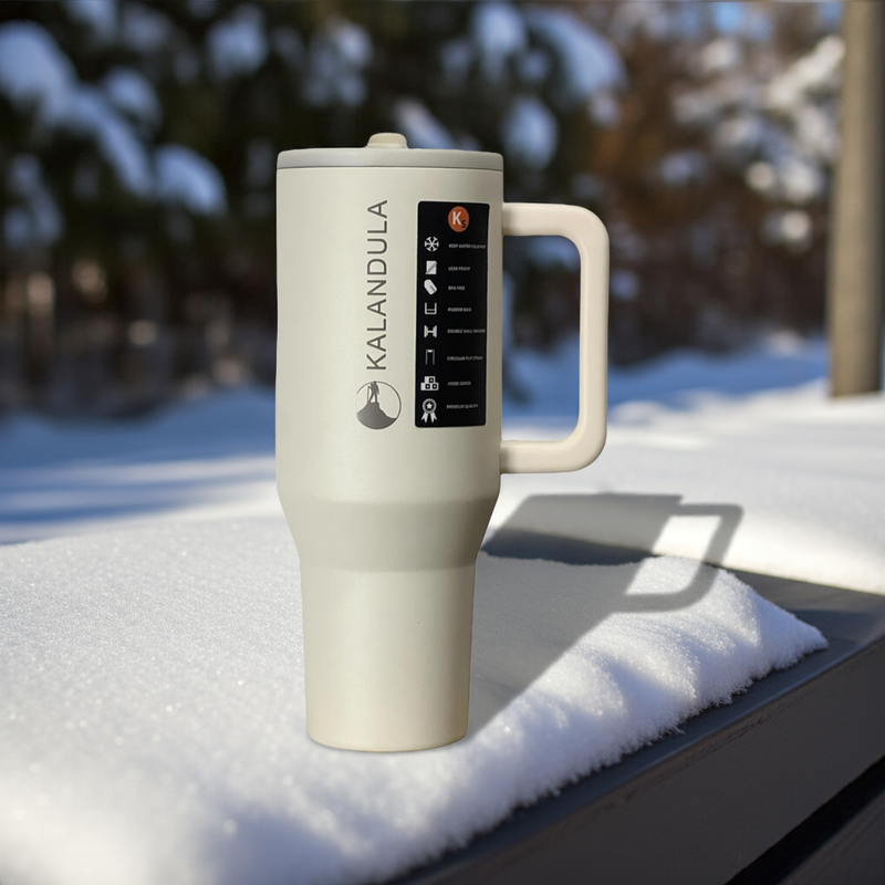 Gobelet à paille rabattable en acier Kalandula 1,2 L, tasse anti-fuite pour boissons chaudes et froides