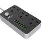 Kalandula Steel  UK Power Strip with 6 USB Ports Fast Charging