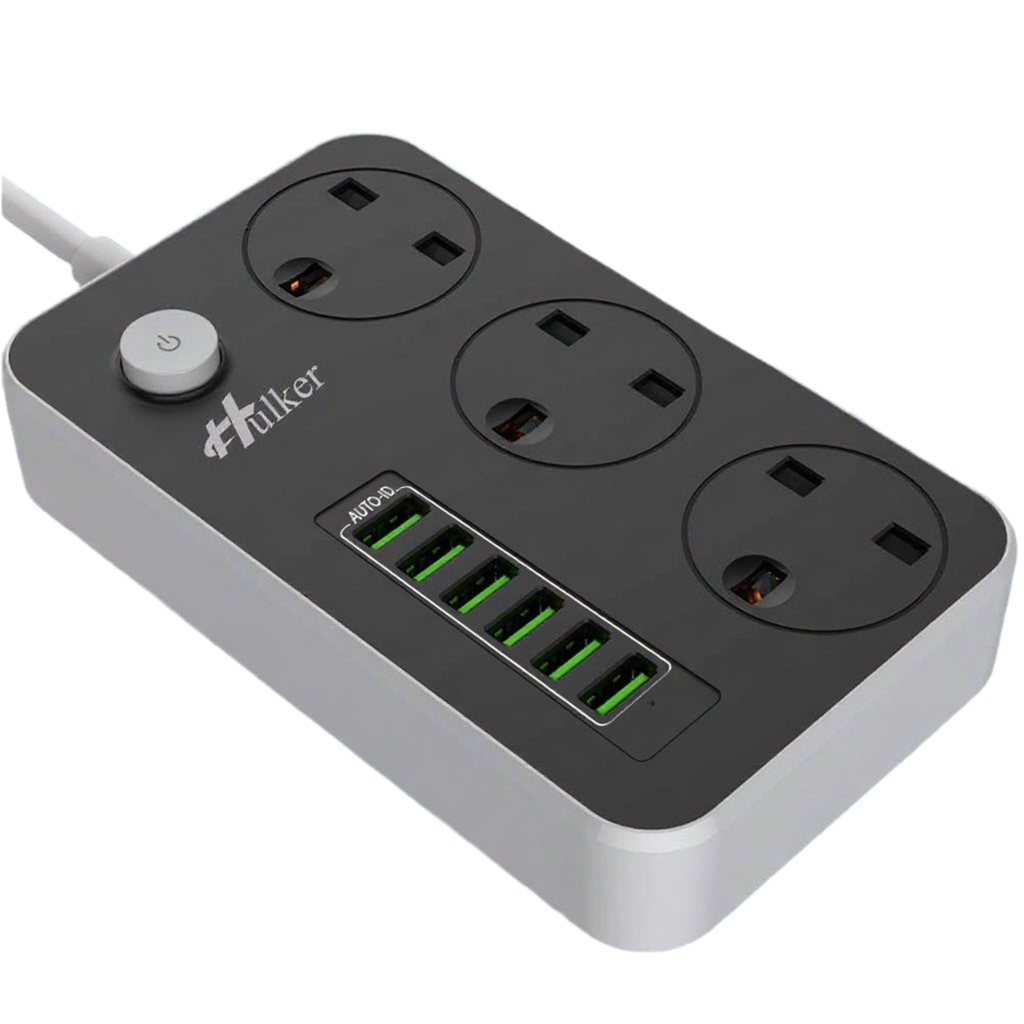 Kalandula Steel  UK Power Strip with 6 USB Ports Fast Charging