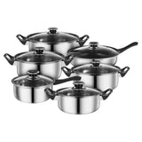 Kalandula Steel 12 pcs Stainless Steel Cookware Set with Glass Lids,
