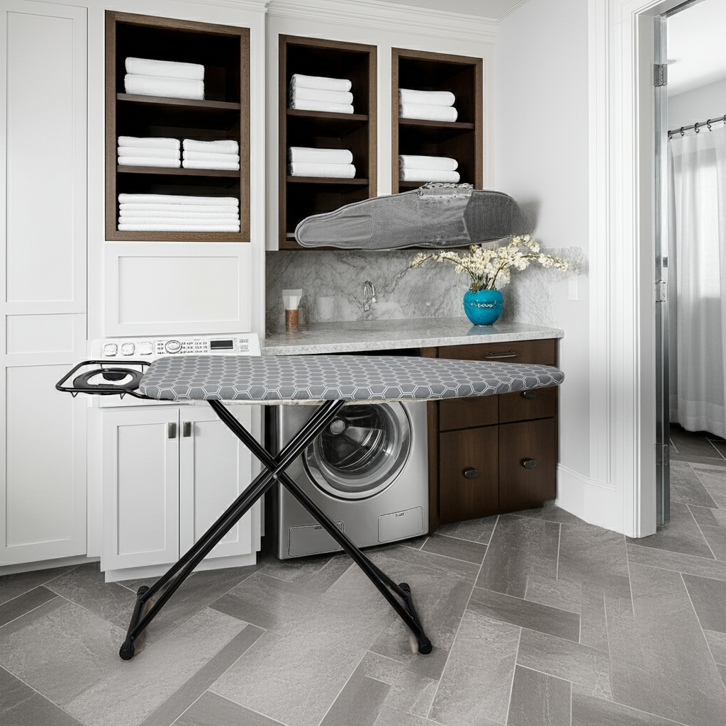 1k Folding Ironing Board 122x38cm  Adjustable Height Safety