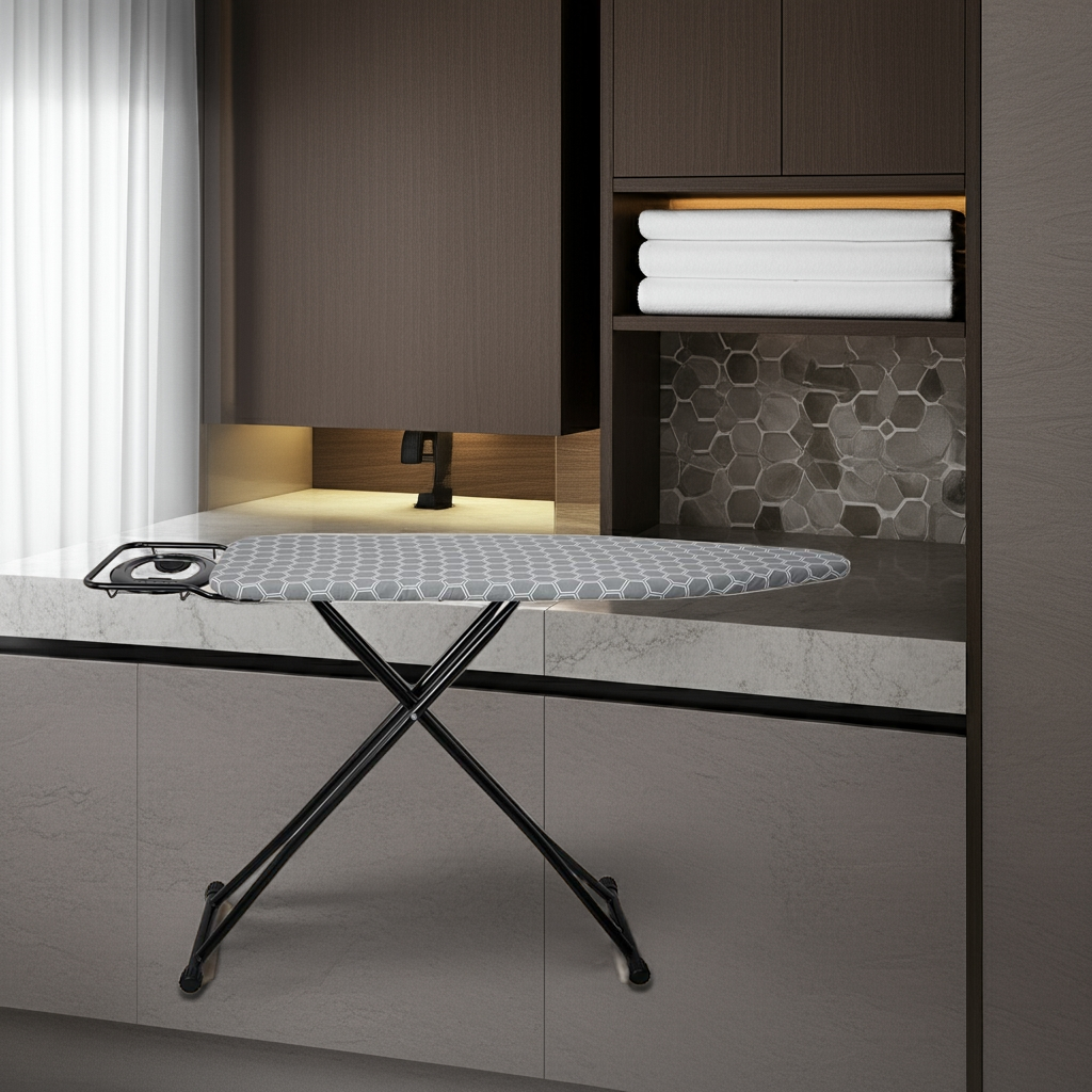1k Folding Ironing Board 122x38cm  Adjustable Height Safety