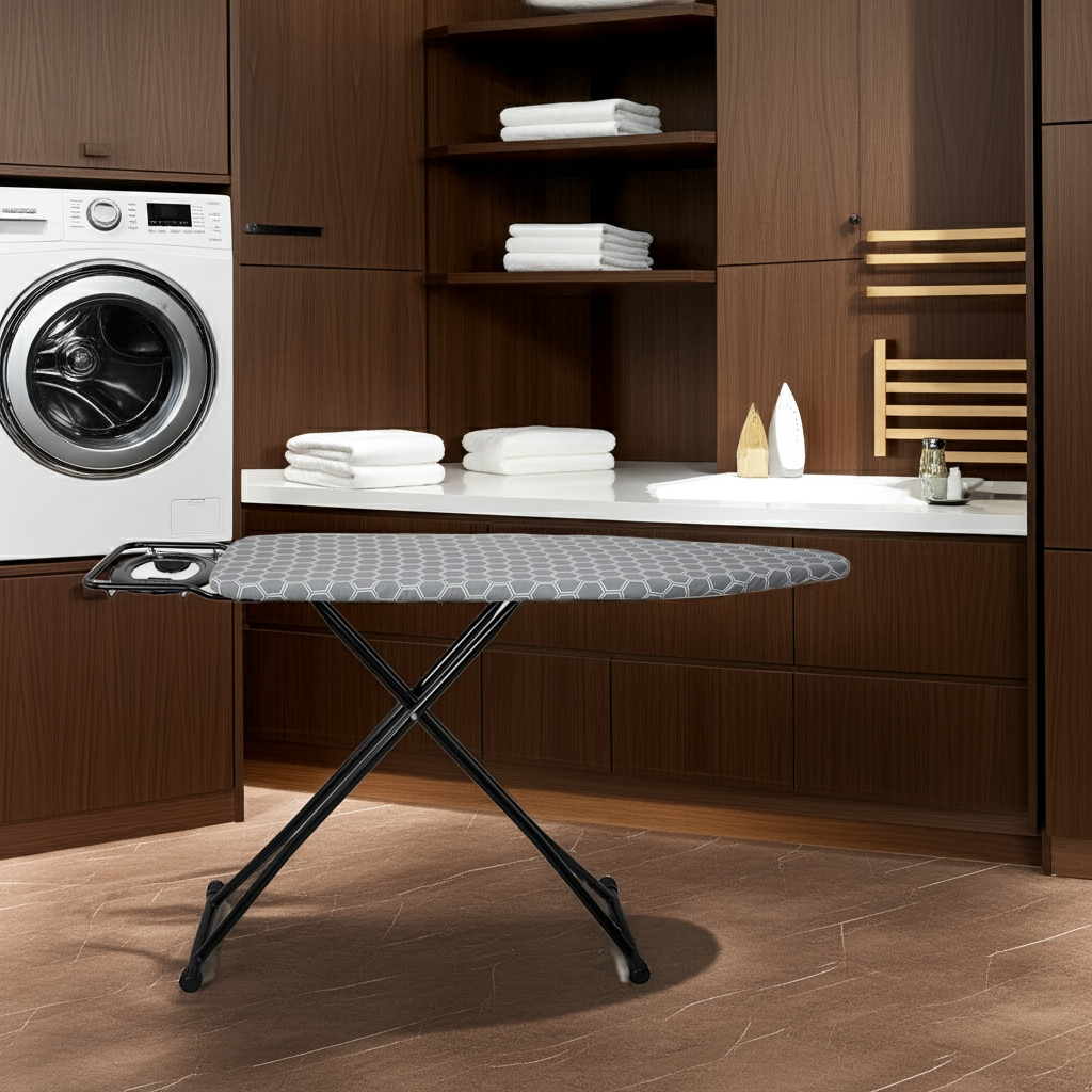 1k Folding Ironing Board 122x38cm  Adjustable Height Safety