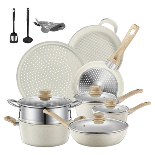 Kalandula steel Pots and Pans Set with Lids 15pcs