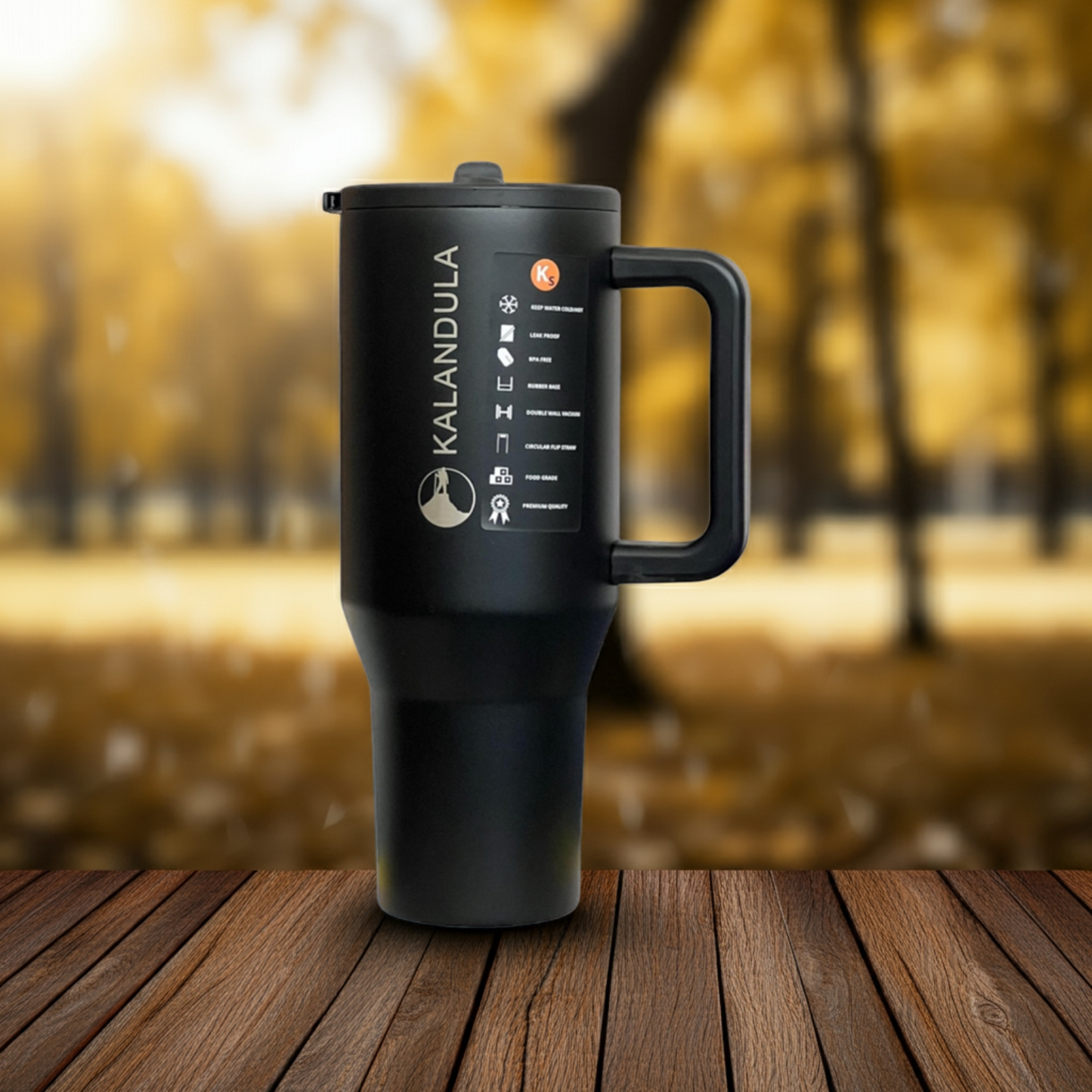 Gobelet à paille rabattable en acier Kalandula 1,2 L, tasse anti-fuite pour boissons chaudes et froides