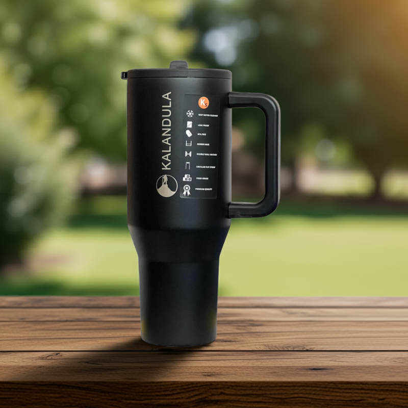 Gobelet à paille rabattable en acier Kalandula 1,2 L, tasse anti-fuite pour boissons chaudes et froides