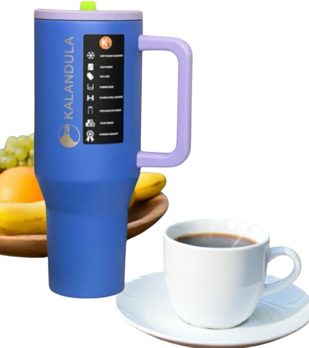 1.2 Kalandula Steel Flip Straw Tumbler 1.2L Leakproof Cup Hot Cold Drinks