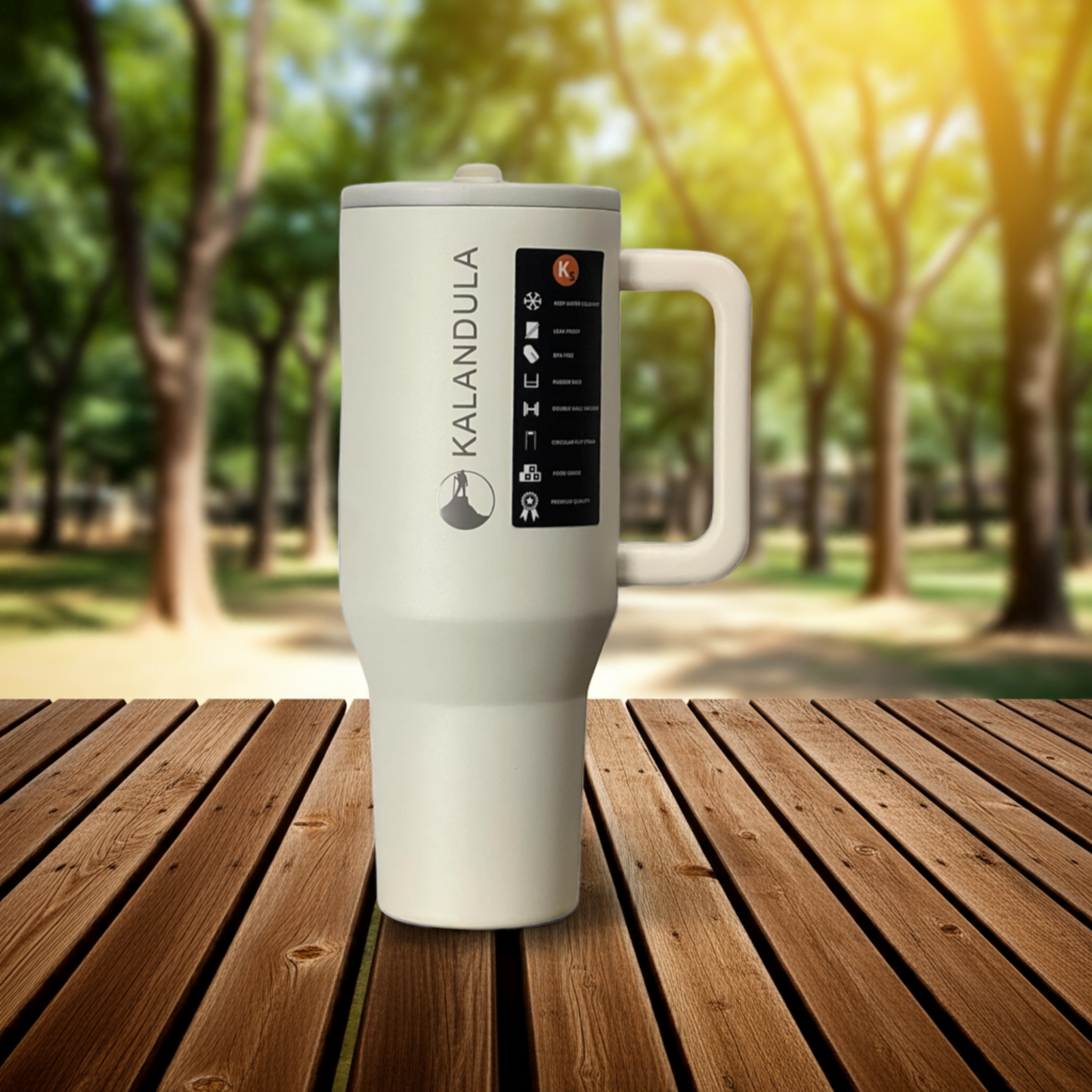 Gobelet à paille rabattable en acier Kalandula 1,2 L, tasse anti-fuite pour boissons chaudes et froides