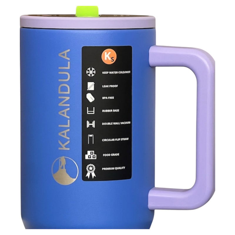 Gobelet à paille rabattable en acier Kalandula 1,2 L, tasse anti-fuite pour boissons chaudes et froides