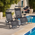 2 Reclining Sun loungers Zero Gravity Chair with Canopy
