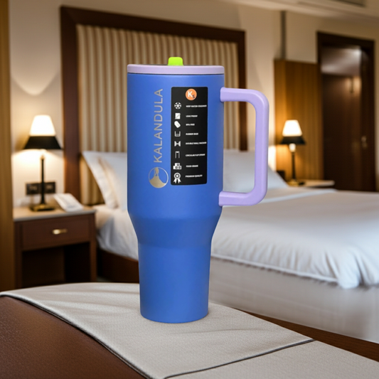Gobelet à paille rabattable en acier Kalandula 1,2 L, tasse anti-fuite pour boissons chaudes et froides