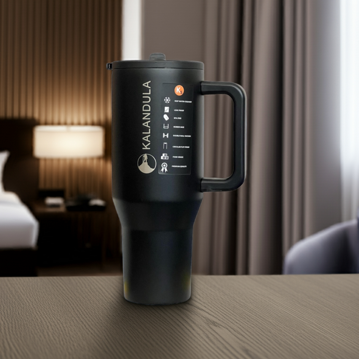 Gobelet à paille rabattable en acier Kalandula 1,2 L, tasse anti-fuite pour boissons chaudes et froides