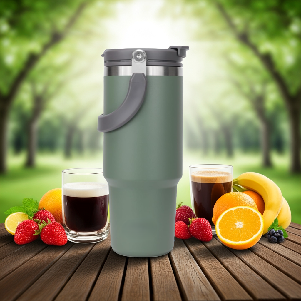1k Kalandula Steel Flip Straw Tumbler 900ML Leakproof Cup Hot Cold Drinks