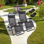 2 Reclining Sun loungers Zero Gravity Chair with Canopy
