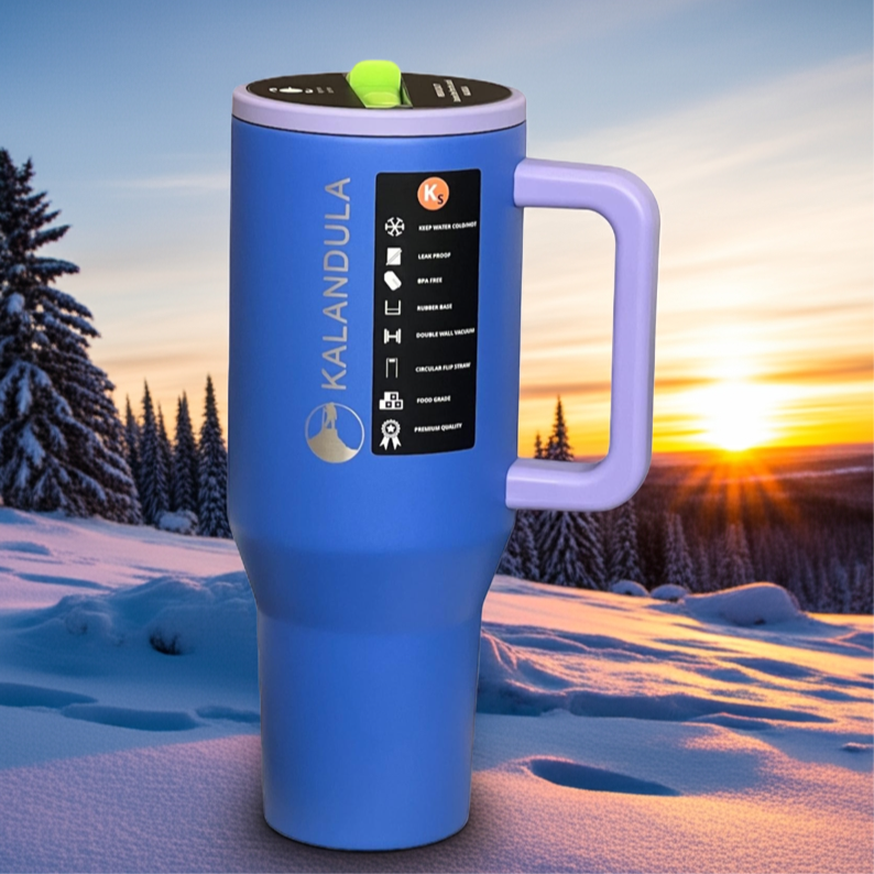 Kalandula Steel Flip Straw Tumbler 1.2L Leakproof Cup Hot and Cold Drinks