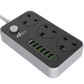 Kalandula Steel  UK Power Strip with 6 USB Ports Fast Charging