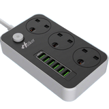Kalandula Steel  UK Power Strip with 6 USB Ports Fast Charging