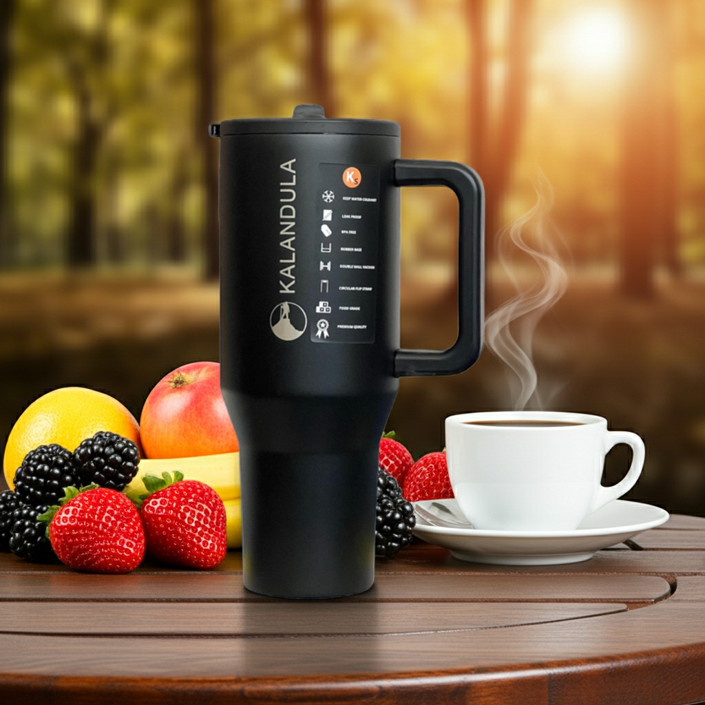 1.2 Kalandula Steel Flip Straw Tumbler 1.2L Leakproof Cup Hot Cold Drinks