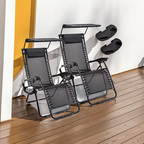 2 Reclining Sun loungers Zero Gravity Chair with Canopy