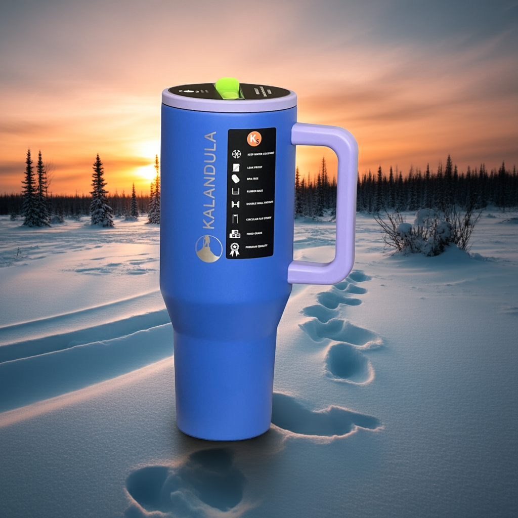 1.2 Kalandula Steel Flip Straw Tumbler 1.2L Leakproof Cup Hot Cold Drinks