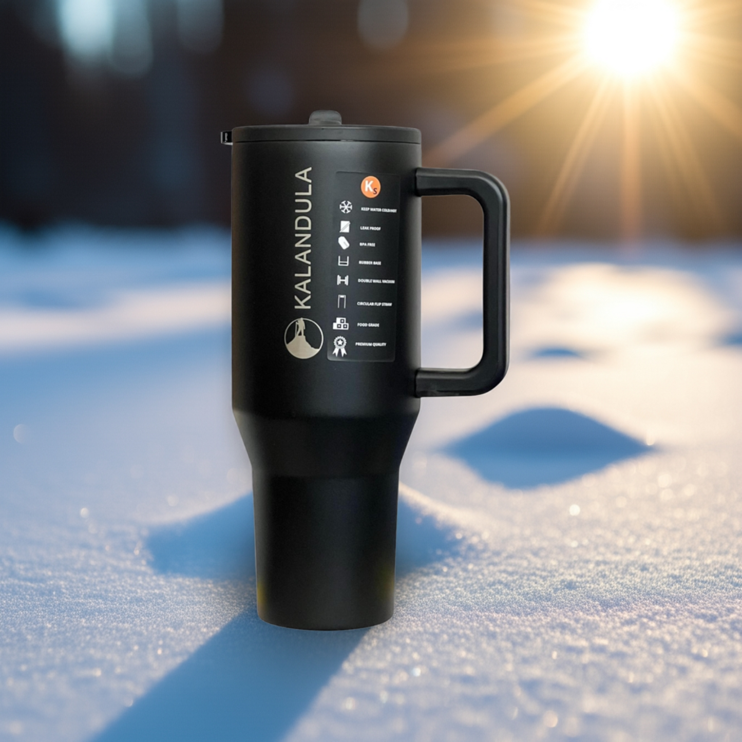 Gobelet à paille rabattable en acier Kalandula 1,2 L, tasse anti-fuite pour boissons chaudes et froides